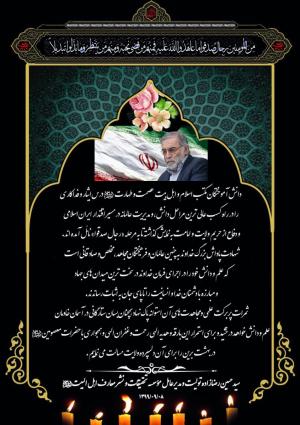 پیام تسلیت مدیرعامل موسسه اهل البیت (ع)  در پی شهادت دکتر محسن فخری زاده